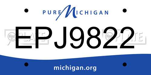 EPJ9822 Michigan License Plate
