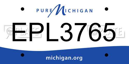 EPL3765 Michigan License Plate