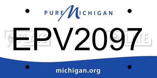 EPV2097 Michigan License Plate