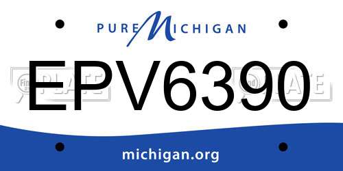 EPV6390 Michigan License Plate