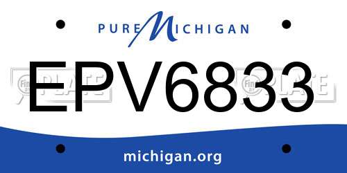 EPV6833 Michigan License Plate