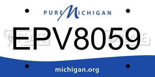 EPV8059 Michigan License Plate
