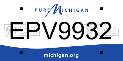 EPV9932 Michigan License Plate