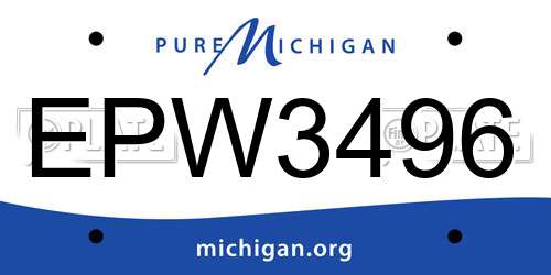 EPW3496 Michigan License Plate