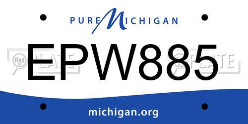 EPW885 Michigan License Plate