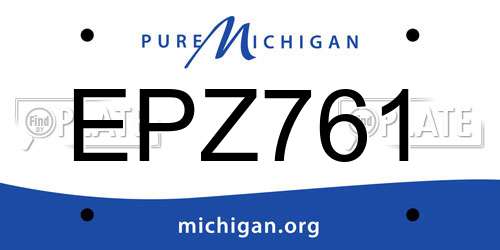 EPZ761 Michigan License Plate