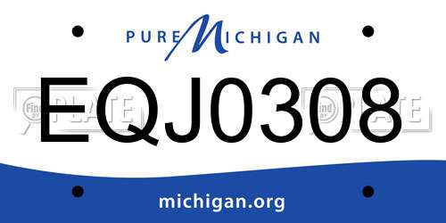 EQJ0308 Michigan License Plate