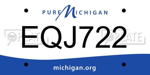 EQJ722 Michigan License Plate