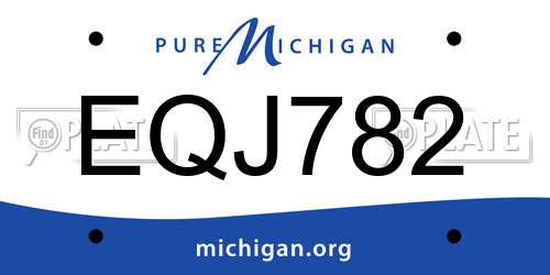 EQJ782 Michigan License Plate