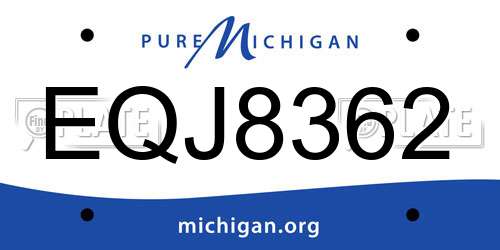 EQJ8362 Michigan License Plate