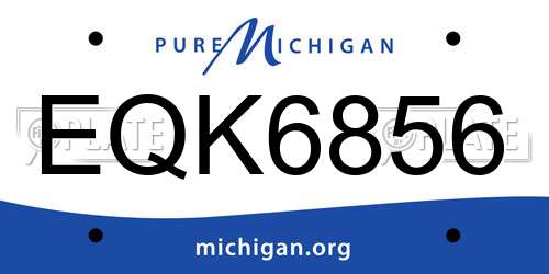 EQK6856 Michigan License Plate