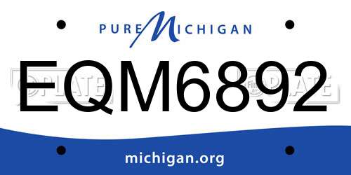 EQM6892 Michigan License Plate