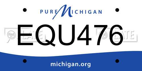 EQU476 Michigan License Plate