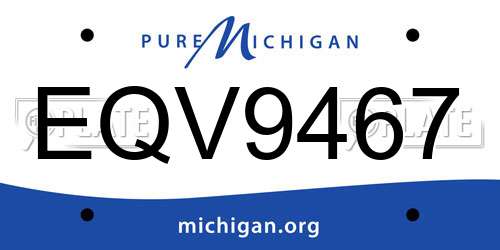 EQV9467 Michigan License Plate