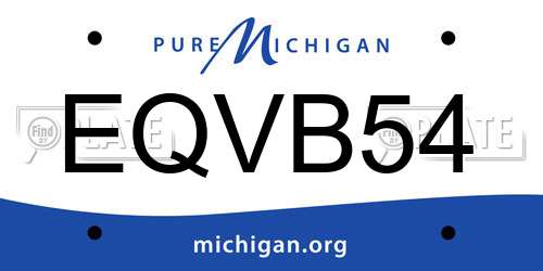 EQVB54 Michigan License Plate