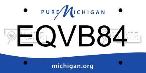 EQVB84 Michigan License Plate