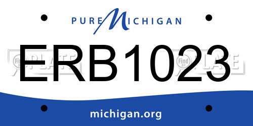 ERB1023 Michigan License Plate
