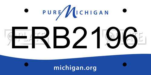 ERB2196 Michigan License Plate