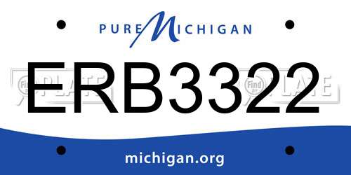 ERB3322 Michigan License Plate