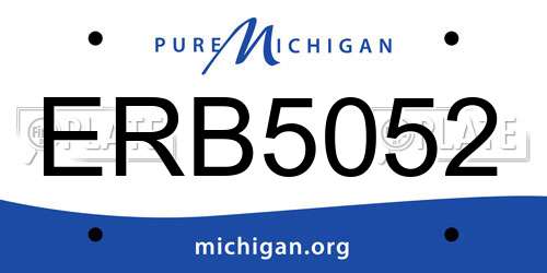 ERB5052 Michigan License Plate