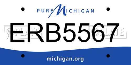 ERB5567 Michigan License Plate