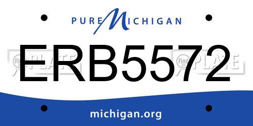 ERB5572 Michigan License Plate