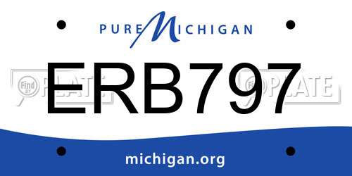 ERB797 Michigan License Plate
