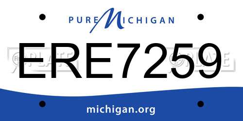 ERE7259 Michigan License Plate