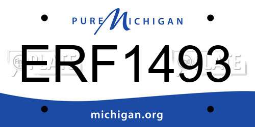 ERF1493 Michigan License Plate