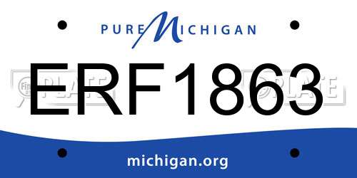 ERF1863 Michigan License Plate