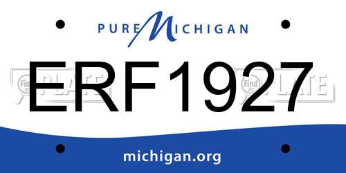 ERF1927 Michigan License Plate