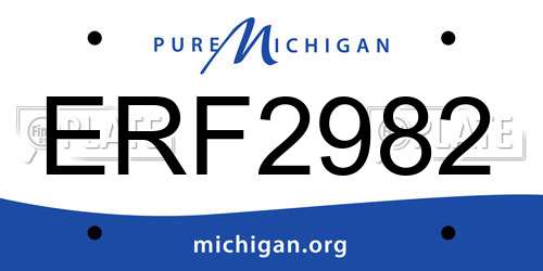 ERF2982 Michigan License Plate