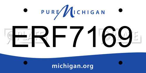 ERF7169 Michigan License Plate