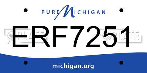 ERF7251 Michigan License Plate