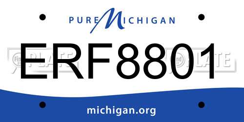 ERF8801 Michigan License Plate