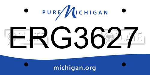 ERG3627 Michigan License Plate