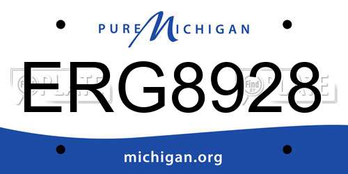 ERG8928 Michigan License Plate