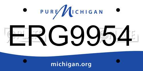 ERG9954 Michigan License Plate