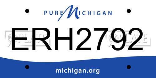 ERH2792 Michigan License Plate