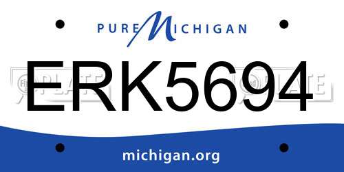 ERK5694 Michigan License Plate