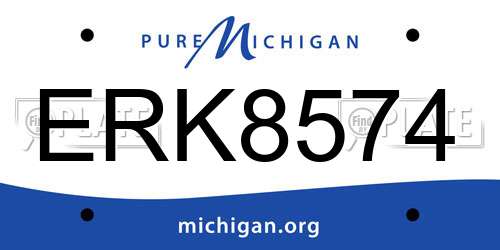 ERK8574 Michigan License Plate
