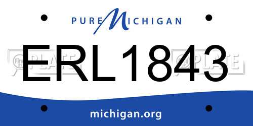 ERL1843 Michigan License Plate
