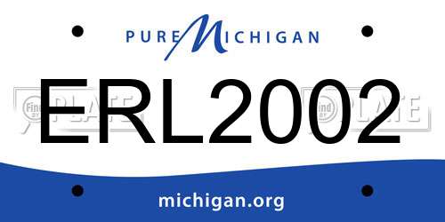 ERL2002 Michigan License Plate