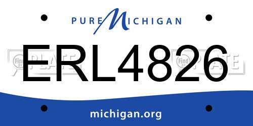 ERL4826 Michigan License Plate