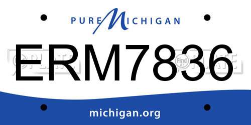 ERM7836 Michigan License Plate
