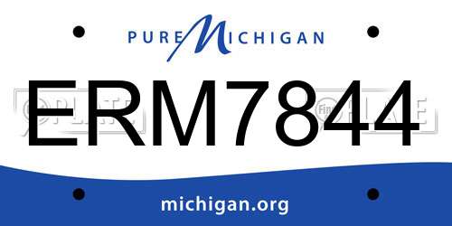 ERM7844 Michigan License Plate