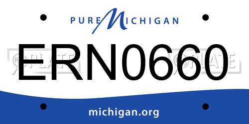 ERN0660 Michigan License Plate