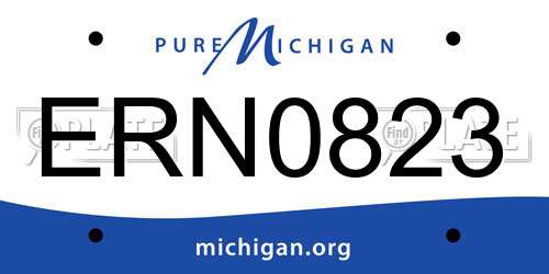 ERN0823 Michigan License Plate