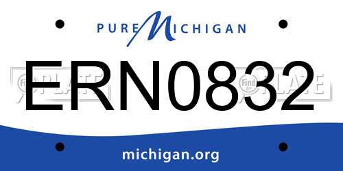 ERN0832 Michigan License Plate