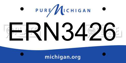 ERN3426 Michigan License Plate